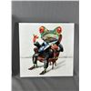 Image 2 : 2 Whimsical Pictures On Canvas - Frog (14" x 14") & Dog (12" x 16")
