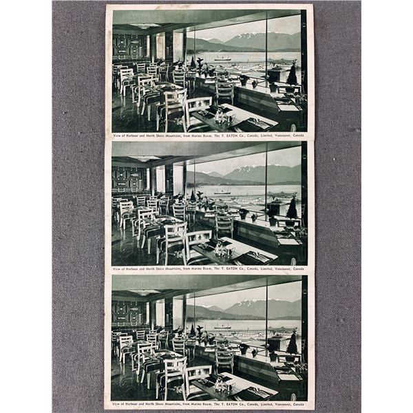 3 Early Vancouver Marine Room Eatons Postcards