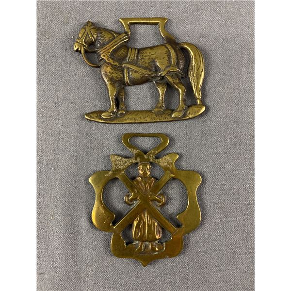 2 Antique 1890-1910 Brass Horsebrasses