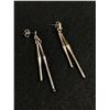 Image 1 : Very Unusual Sterling Stick Earrings 2" Long