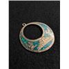 Image 1 : Large Sterling and Turqouise Inlay Pendant