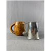 Image 1 : English Pewter Pipe Handle Mug & Wood Carved Haiti Mug