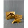 Image 1 : 2 Wood Crafted Dolphin Napkin Holders & 1 Wood Carved Dolphin