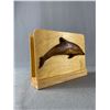 Image 2 : 2 Wood Crafted Dolphin Napkin Holders & 1 Wood Carved Dolphin