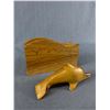 Image 4 : 2 Wood Crafted Dolphin Napkin Holders & 1 Wood Carved Dolphin