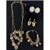 Image 1 : Dressy Gold Tone Beaded & Rhinestone Multi-Layer Necklace (14"-18"), Bracelet & 2 Pairs Of Earrings