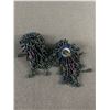 Image 2 : Vintage Beaded Cinch w/ Wood Closure & Matching Beaded Clip On Earrings
