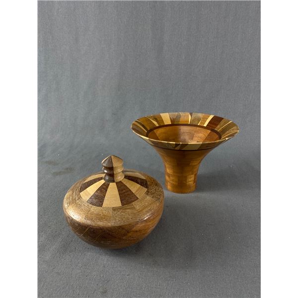 Beautiful 2013 Inlayed Wood Art Nut Bowl Signed By Artist & Amazing In Lay Wood Art By Anel Duboue S