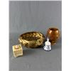 Image 1 : Hawaiian Crafted Baskets, Wood Goblet & Vintage Bell Made In Japan