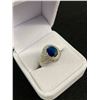Image 1 : Gorgeous Sterling Silver Ring w/ Clear White and Blue Stones in Box