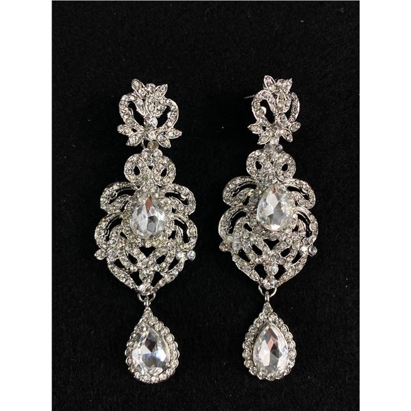 Pair Large Rhinestone Earrings