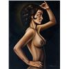 Image 2 : Framed Vintage Black Velvet Nude Woman Portrait. NO SHIPPING. Approx. 27.5" x 39"