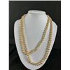 Image 2 : 2 - Gorgeous Vintage Knotted Champagne & Silver Coloured Bead Necklaces w/ Fancy Rhinestone Lobster 