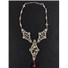 Image 1 : Very Nice Vintage Rhinestone Necklace w/ Ruby Glassdrop