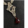 Image 2 : Very Nice Vintage Rhinestone Necklace w/ Ruby Glassdrop