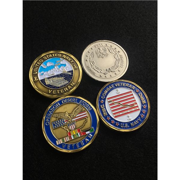 4 United States Challenge Coins - Navy & Desert Storm