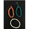 Image 1 : 3 Genuine Stone Bead Bracelet, Jade Goldstone, Jade