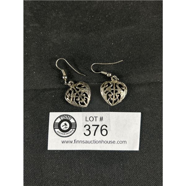 Pair of Sterling Silver Heart Earrings