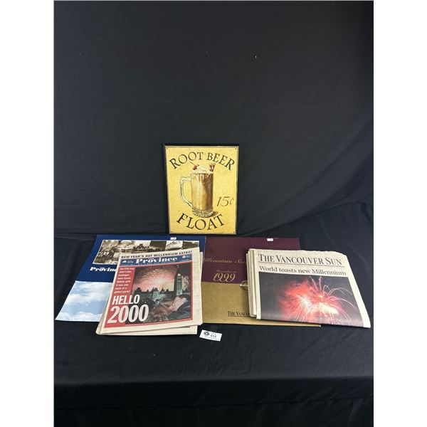 Millennium Souvenir Editions Of The Vancouver Sun & Province Newspapers + Rootbeer Float Sign