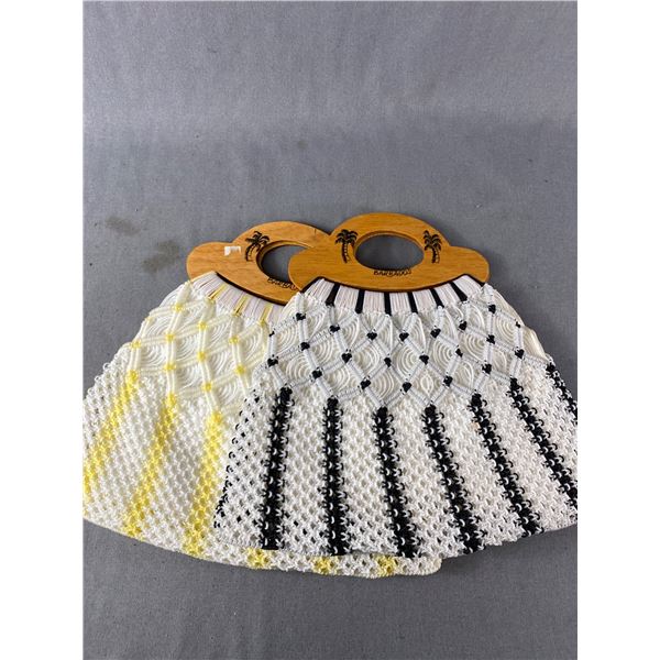 2 Barbados Plastic Macrame Purses. Perfect For The Beach