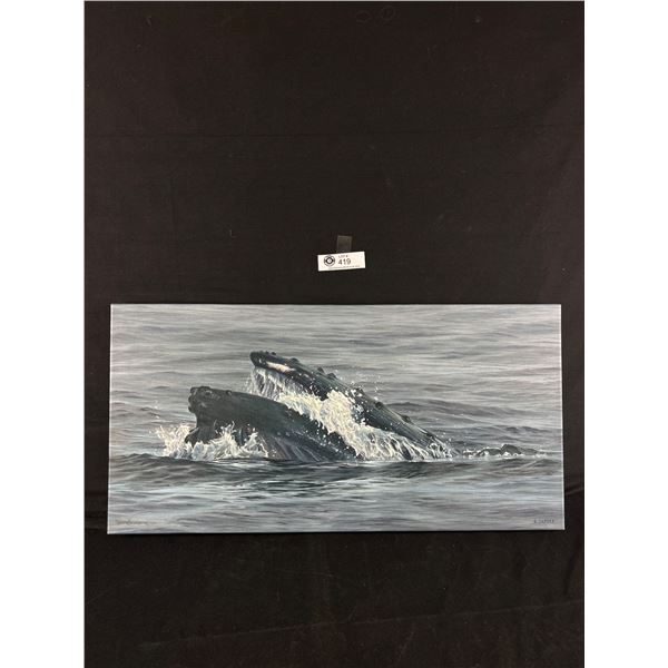 Ltd Ed 7/50 Signed By B.C. West Coast Artist Esther Sample Print On Canvas. 24" x 12"
