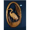 Image 1 : Beautifully Detailed Carved Wood Heron On Spruce By Artist Robert E. Whitehead. Approx. 30" x 17"