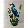 Image 1 : Painted Standing Metal Art Of A Crane. Approx. 23" H