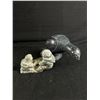 Image 2 : Inuit Décor - 15" Porcelain Doll On Stand, Figurine & 2 Carved Stone Figures (1 is Signed)
