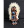 Image 3 : Inuit Décor - 15" Porcelain Doll On Stand, Figurine & 2 Carved Stone Figures (1 is Signed)