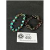 Image 1 : 2 Bracelets, One w/ Genuine Turqouise and One w/ Genuine Garnets