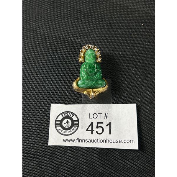 Vintage Green Budha Brooch