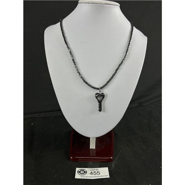 Black Alaskan Diamond Hemetite Stone Necklace w/ Pendant