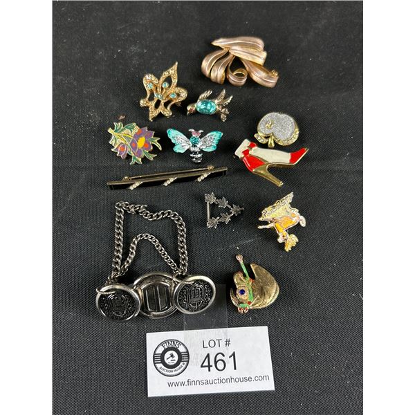 Collection of Vintage Brooches, One Stamped Sterling