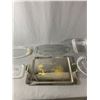 Image 1 : Various Gorgeous Vintage Crystal & Glass Serving Ware & Stainless Steel Serving Tray (Approx.13"  x 