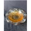 Image 3 : Lovely Vintage Glass Décor - 8.5" Candle Holders, Gold Trim Rose Bowl & 2 Iridescent Light Marigold 