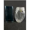 Image 2 : Vintage Glass Décor - 9" D Bowl, Napkin Holder & 2- 10" Vases (1 is Polonia Crystal)