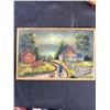 Image 2 : Carved 23" x 16" Cedar Wood Burl & 15" x 10" Carved Raised Wood, Painted Farm Scene