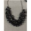 Image 2 : Doulbe Strand Black Tear Drop Bead Choker Necklace & Black Beaded Earrrings