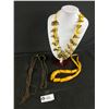 Image 1 : 3 Vintage Necklaces - Multi-strand Yellow Cord Bohemian Style, Yellow Cylinder Beads & Multi-Chain B
