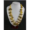 Image 2 : 3 Vintage Necklaces - Multi-strand Yellow Cord Bohemian Style, Yellow Cylinder Beads & Multi-Chain B