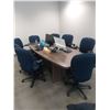 Image 1 : Office Table (94 X 44, 29H) with 8 Blue Office Chair (25 X 20, 42h) Content not included