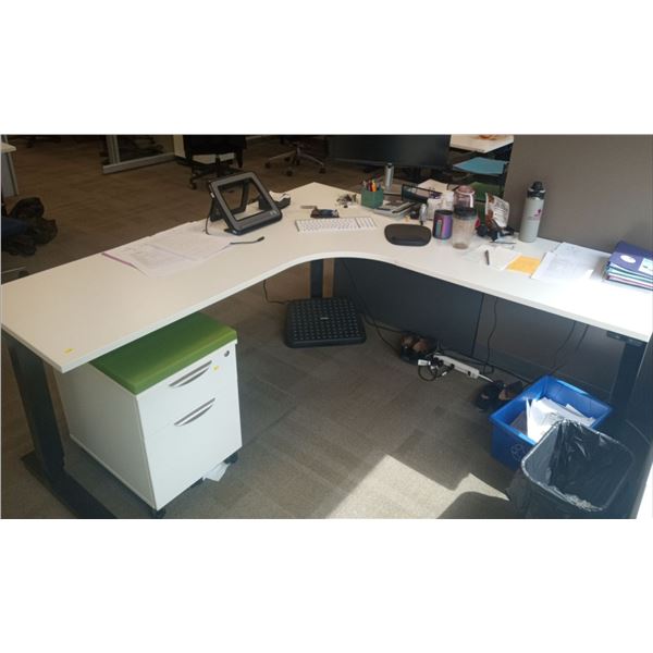 Stand Corner Desk (72 X 24, 29H) with rollable file Cabinet (22.5 X 16, 24H) Contents not included