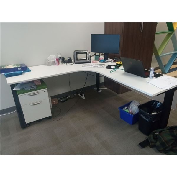 Stand Corner Desk (72 X 24, 29H) with rollable file Cabinet (22.5 X 16, 24H) Contents not included