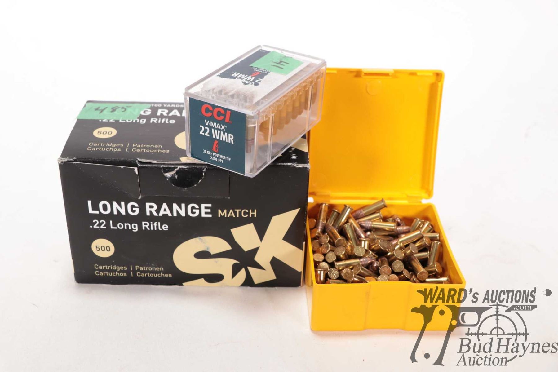 485 count box of SK .22 long target loads, 41 count box of CCI .22 long ...