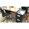 Image 2 : ASSORTED OFFICE FURNITURE INCLUDING DESK, ROUND TABLE, FILING CABINETS AND MORE