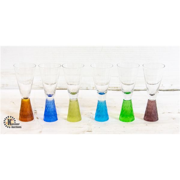 VINTAGE COLORED GLASS "HONEYCOMB" SHOT GLASSES