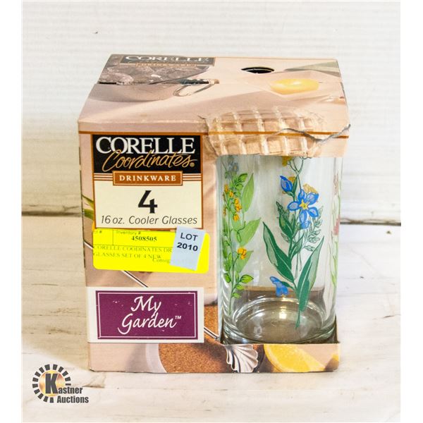 CORELLE COODINATES DRINKWARE GLASSES SET OF 4 NEW