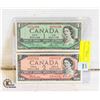 Image 1 : 1954 CANADA $1 & $2 BILLS