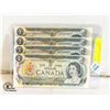 Image 1 : 4 SEQUENITAL 1973 CANADA $1 BILLS