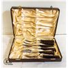 Image 1 : VINTAGE ENGLISH BONE HANDLED FORKS IN CASE